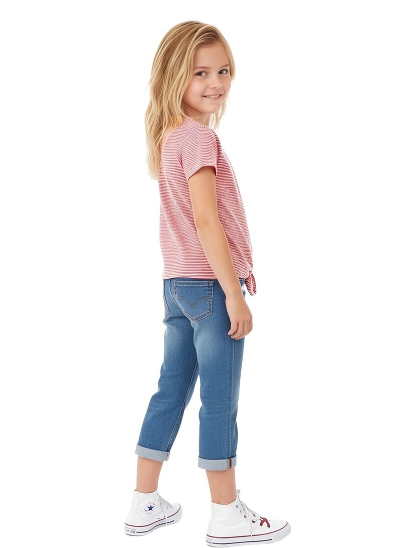 WiNi BEE Girls Short Sleeve T-Shirt | Red and White Striped Crew Neck Top with Tie Front | Casual Summer Tee for Ages 8-10, 10-12, 12-14, 14-16 Years - Image 5